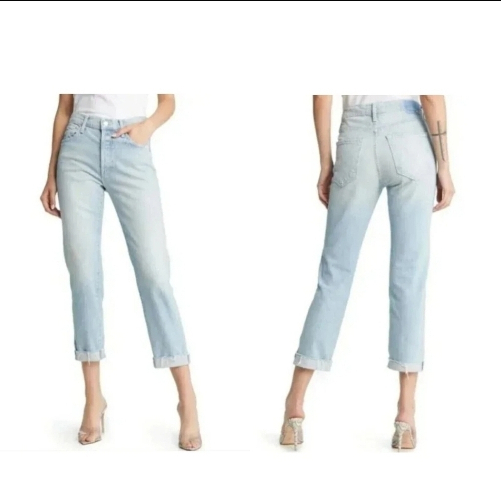 Mother Superior The Scrapper Cuff Ankle Fray Jeans In Lonely Hearts Club Size 24
